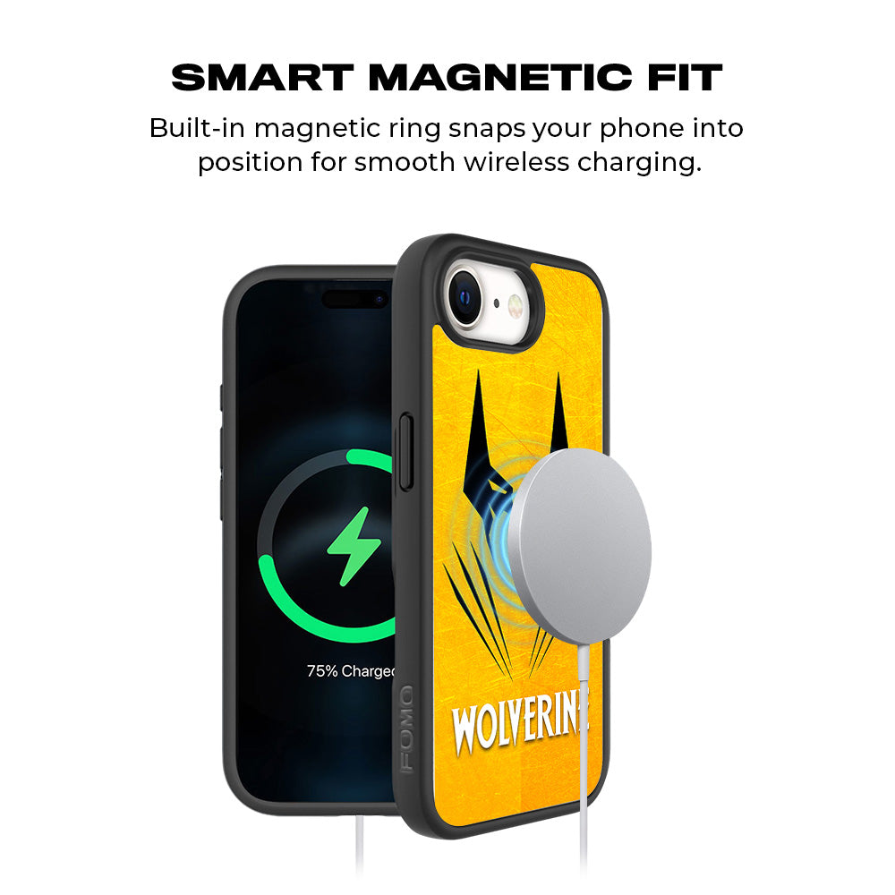 Wolverine with Yellow Background 3D Skin with Shockguard Armour Magsafe Case for Apple iPhone 16E