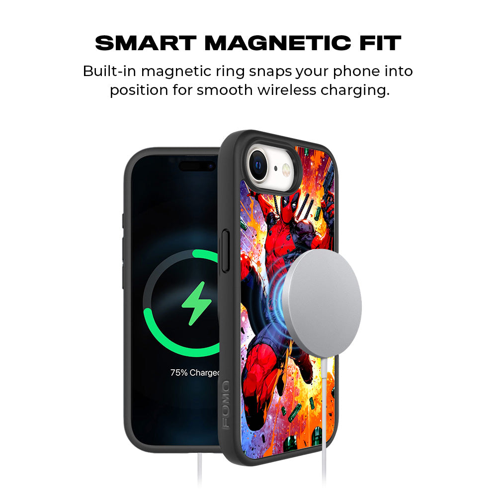 Deadpool Crimson Comics 3D Skin with Shockguard Armour Magsafe Case for Apple iPhone 16E