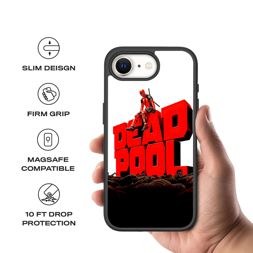 Deadpool on Top of Mayhem Comics 3D Skin with Shockguard Armour Magsafe Case for Apple iPhone 16E