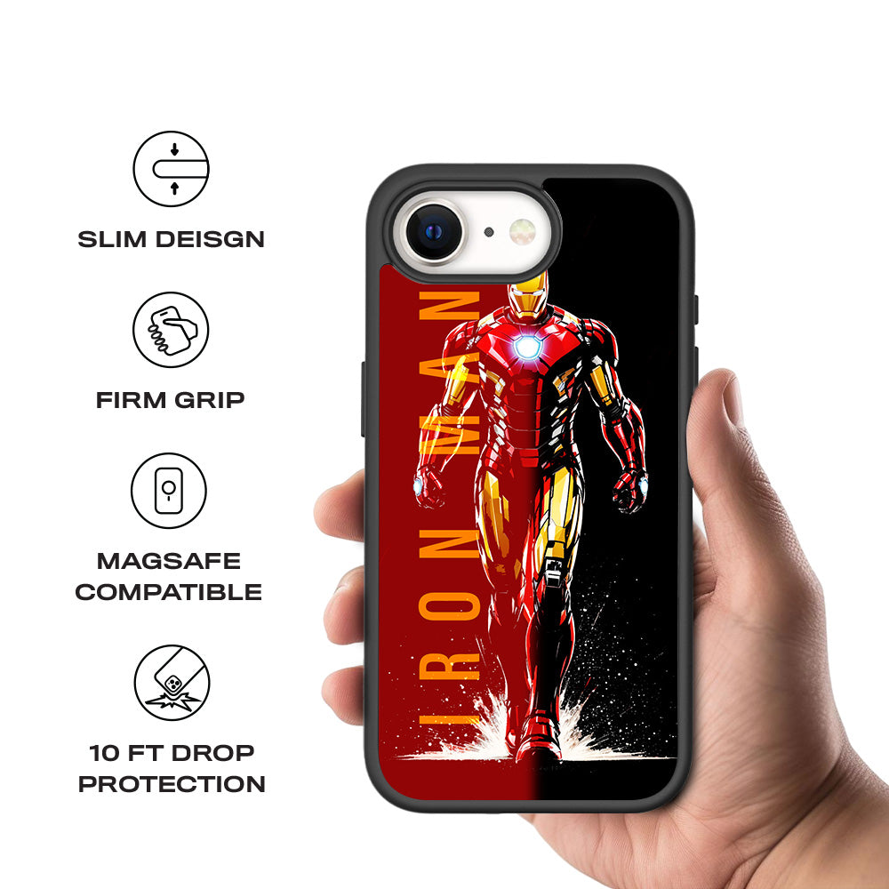 Iron Man Retro Beat Comics 3D Skin with Shockguard Armour Magsafe Case for Apple iPhone 16E
