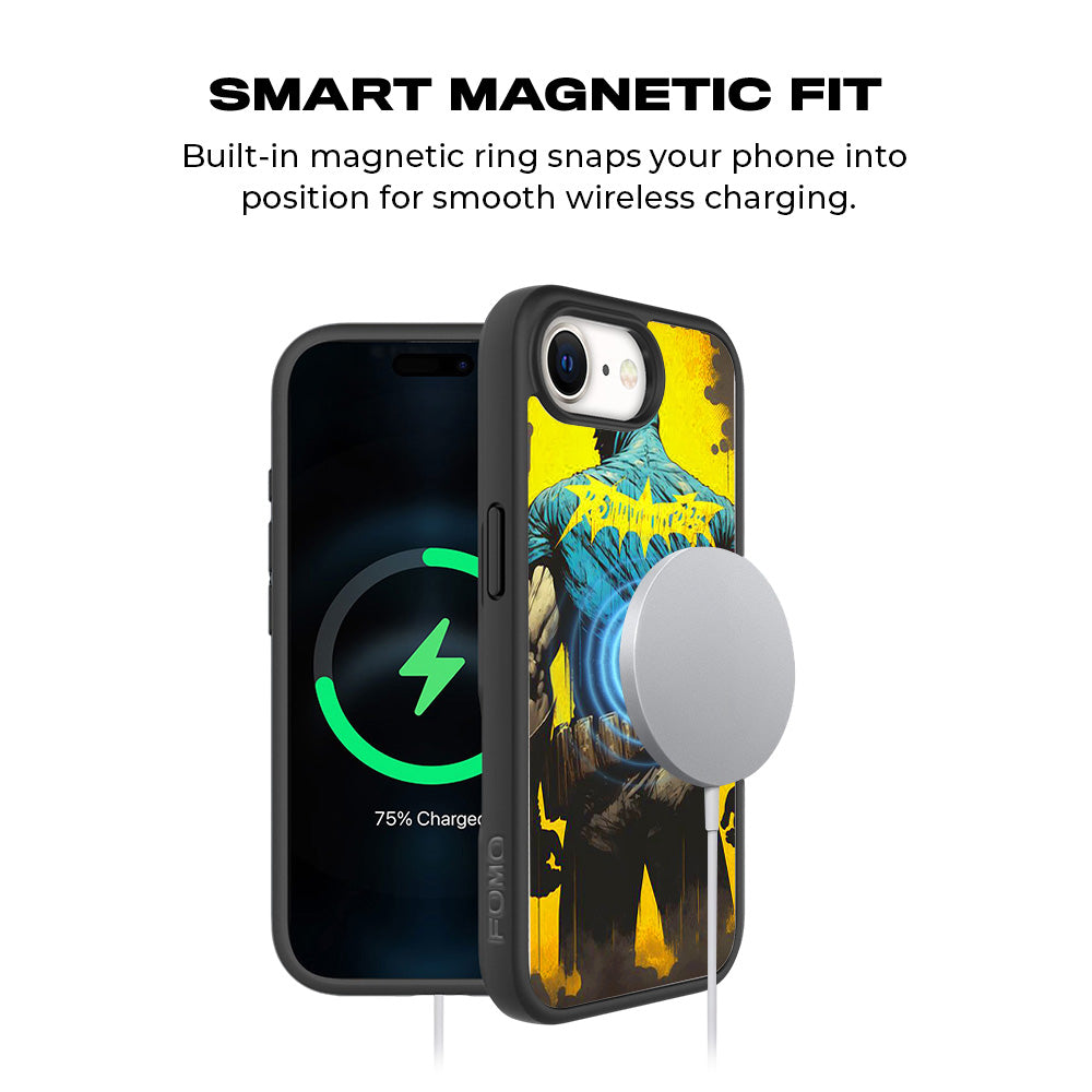 Batman Painted in Shadows Comics 3D Skin with Shockguard Armour Magsafe Case for Apple iPhone 16E