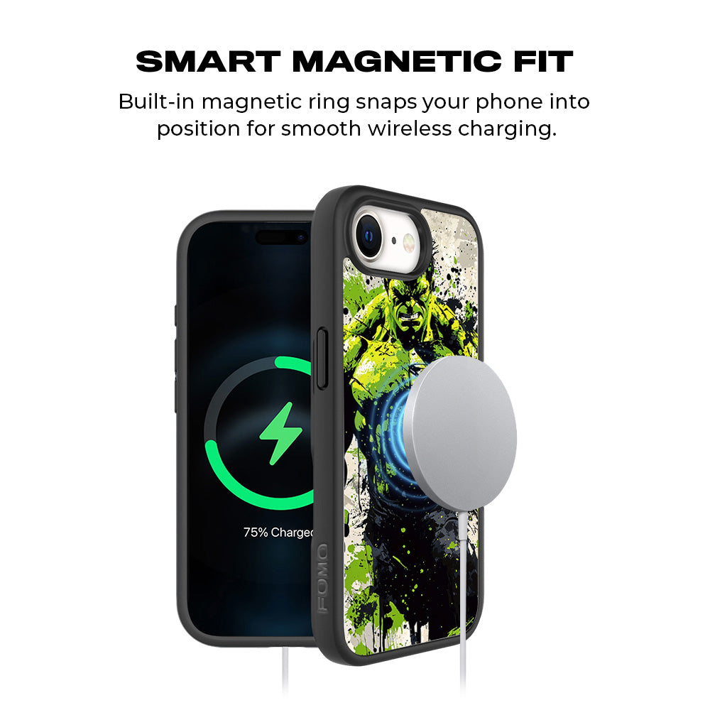 Savage Hulk Splash Comics 3D Skin with Shockguard Armour Magsafe Case for Apple iPhone 16E