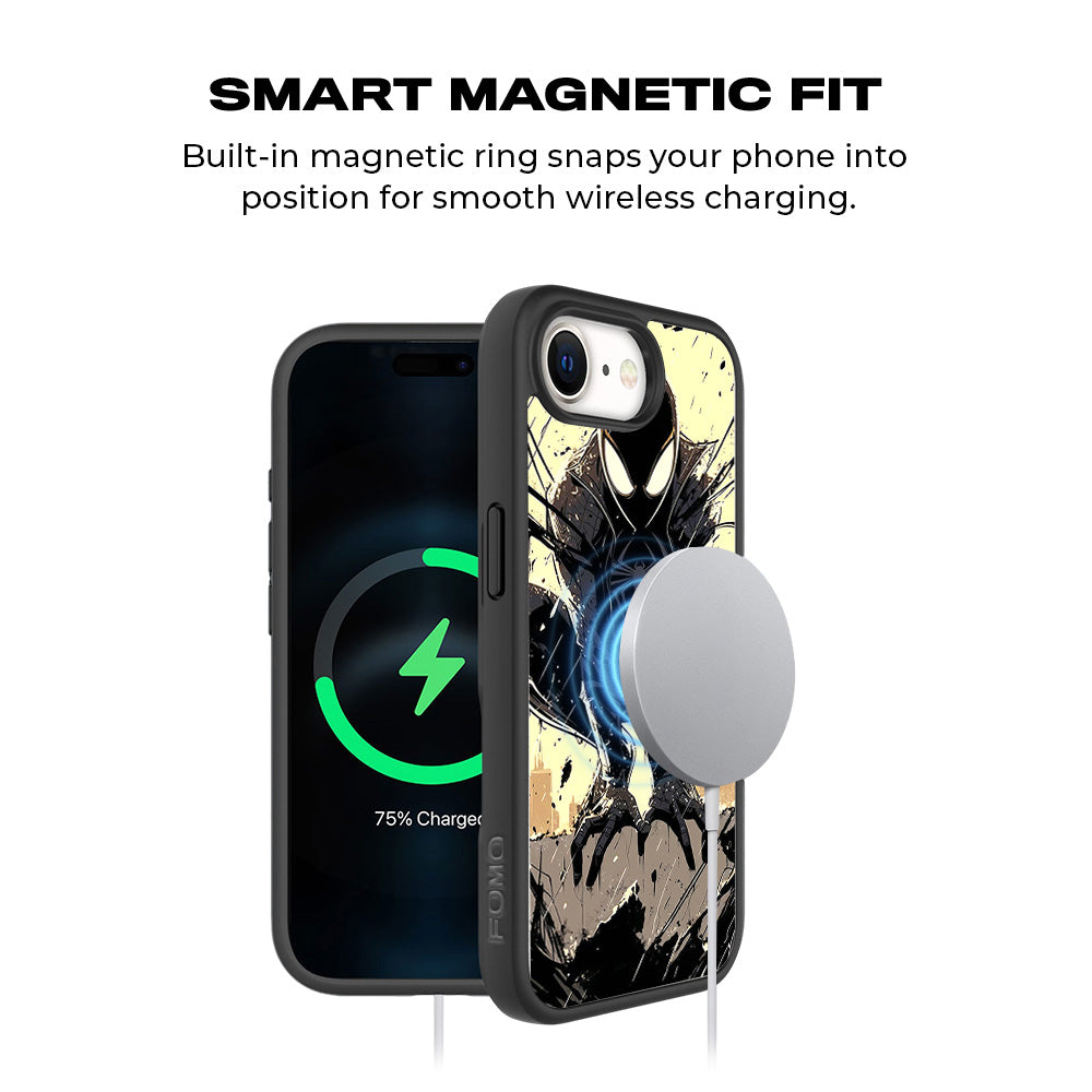 The Venomous Shadow in Black Silence Comics 3D Skin with Shockguard Armour Magsafe Case for Apple iPhone 16E