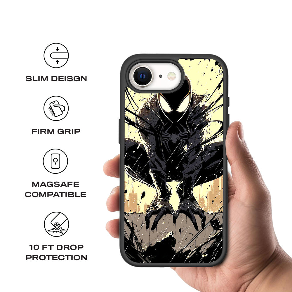 The Venomous Shadow in Black Silence Comics 3D Skin with Shockguard Armour Magsafe Case for Apple iPhone 16E