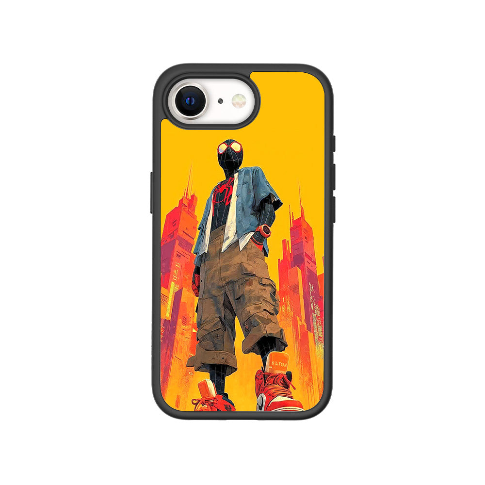 Into the Spider-Verse: Neon Skyline Hero Comics 3D Skin with Shockguard Armour Magsafe Case for Apple iPhone 16E