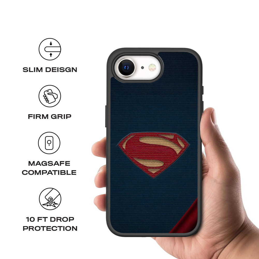 Superman Emblem 3D Skin with Shockguard Armour Magsafe Case for Apple iPhone 16E