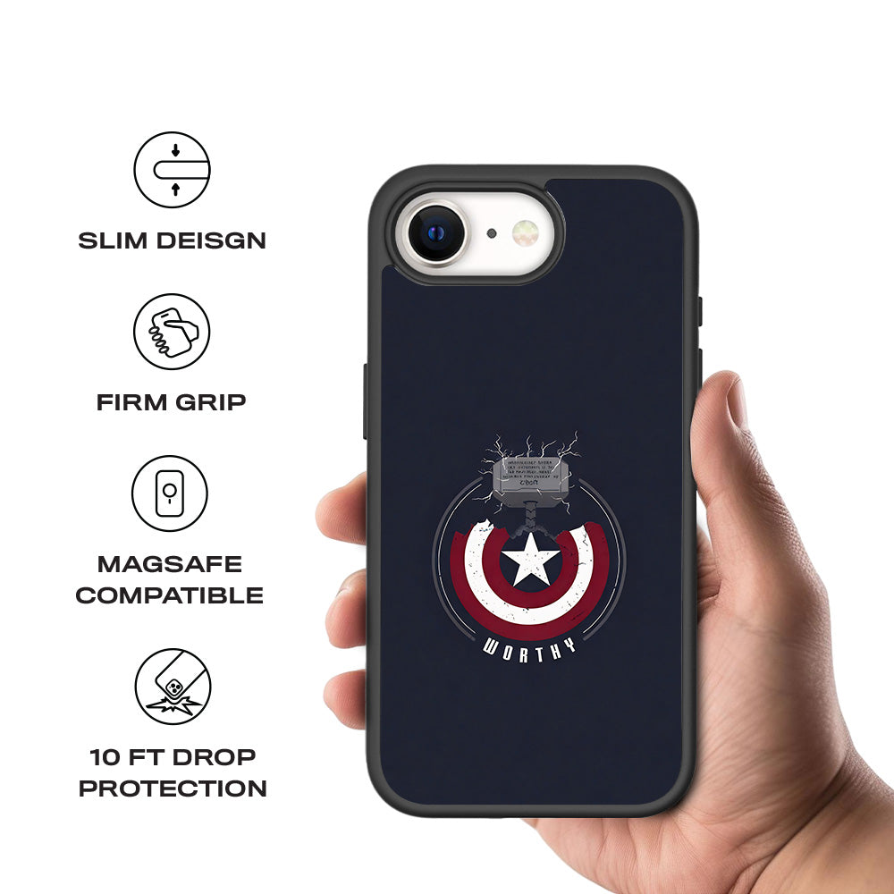 Captain America's Worthy Shield 3D Skin with Shockguard Armour Magsafe Case for Apple iPhone 16E