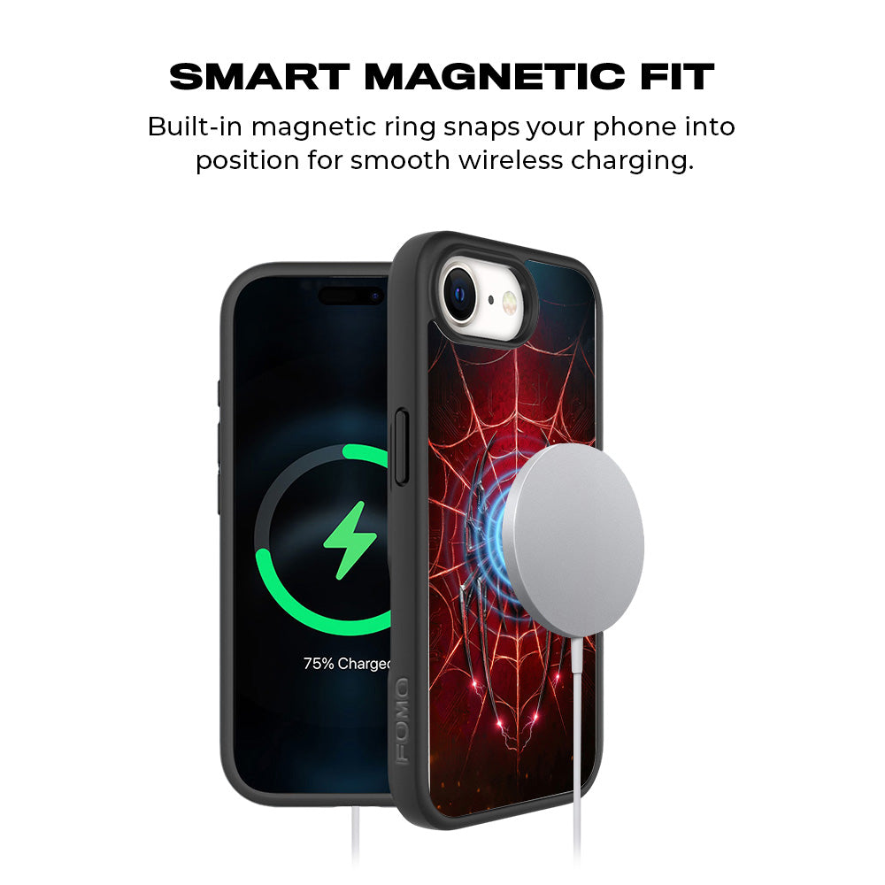 Spider-Man Black Suit 3D Skin with Shockguard Armour Magsafe Case for Apple iPhone 16E