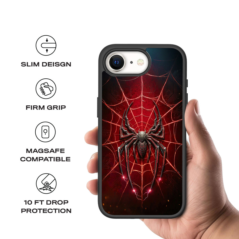 Spider-Man Black Suit 3D Skin with Shockguard Armour Magsafe Case for Apple iPhone 16E