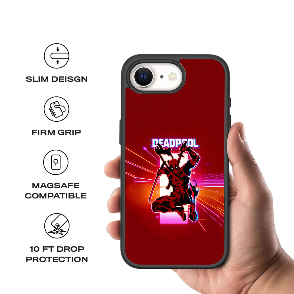 Deadpool Neon Outlaw 3D Skin with Shockguard Armour Magsafe Case for Apple iPhone 16E