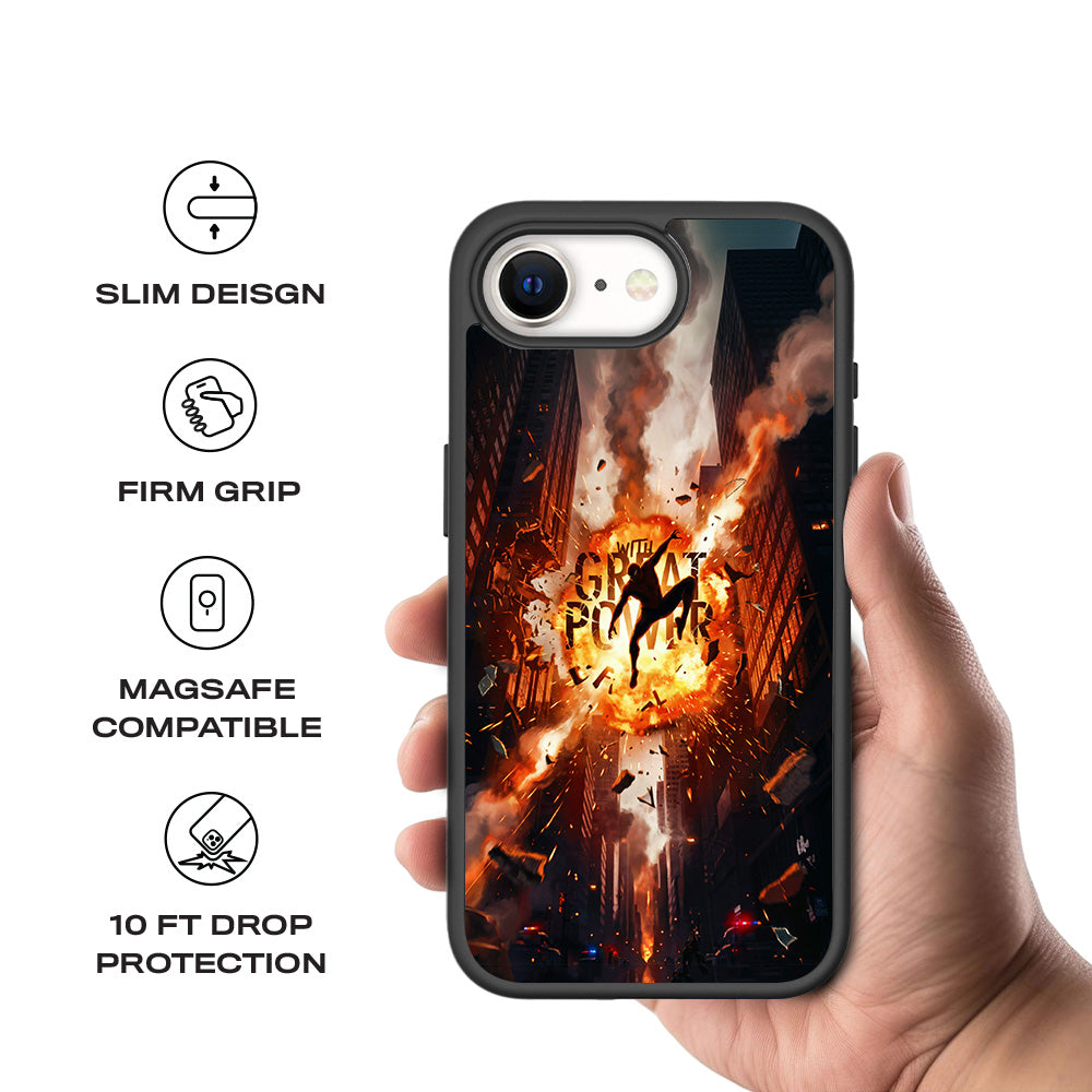 Spider-Man With Great Power 3D Skin with Shockguard Armour Magsafe Case for Apple iPhone 16E