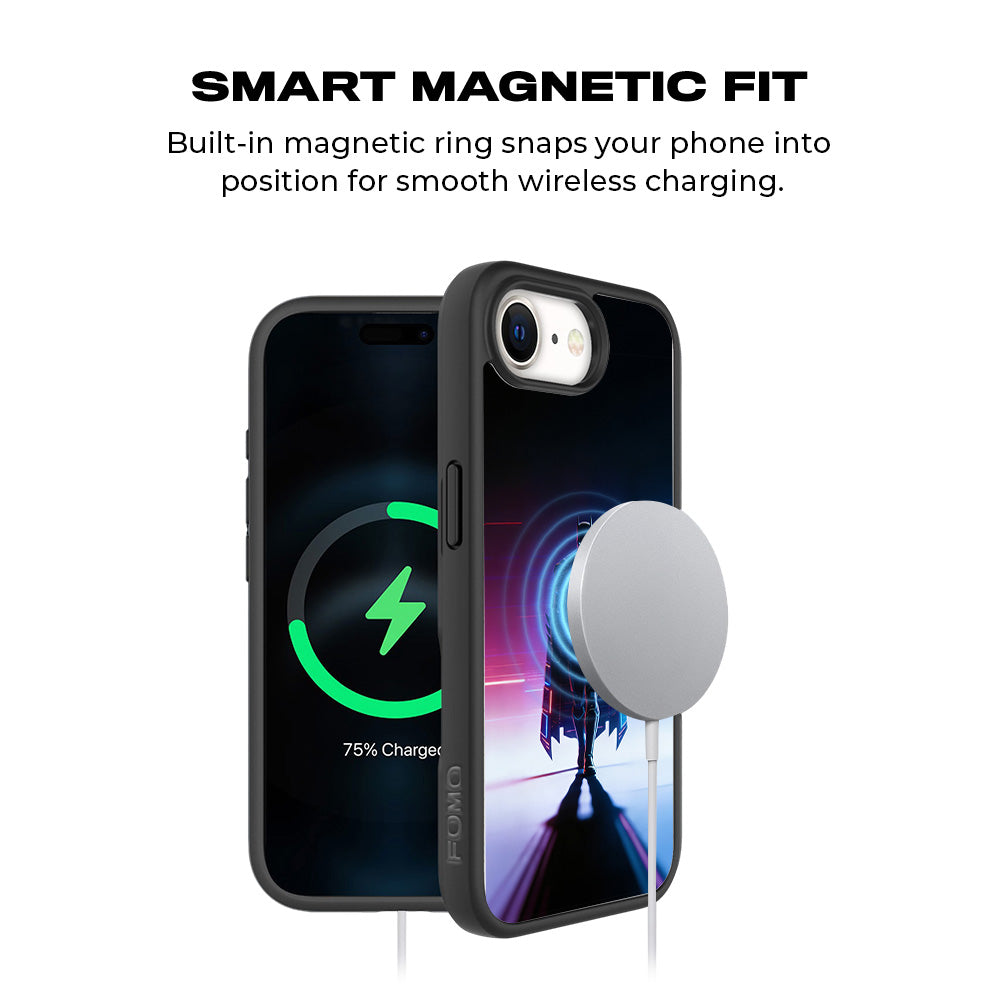 Superhero Neon Streaks 3D Skin with Shockguard Armour Magsafe Case for Apple iPhone 16E