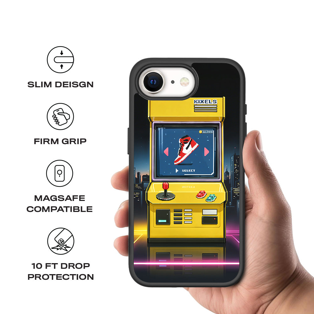 Pixel Sneaker Arcade 3D Skin with Shockguard Armour Magsafe Case for Apple iPhone 16E