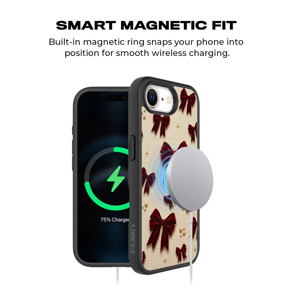 Red Bows 3D Skin with Shockguard Armour Magsafe Case for Apple iPhone 16E