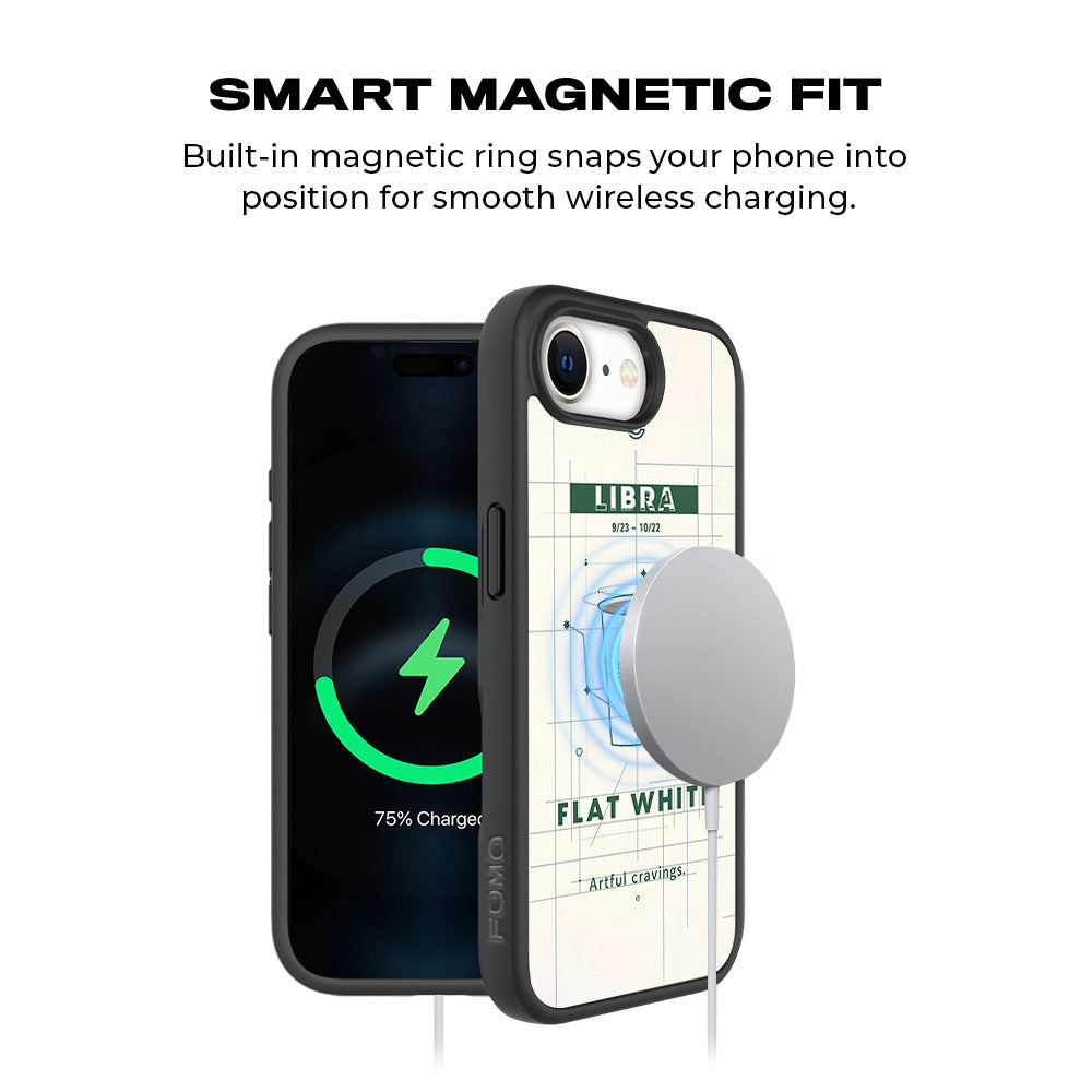 Libra Flat White 3D Skin with Shockguard Armour Magsafe Case for Apple iPhone 16E