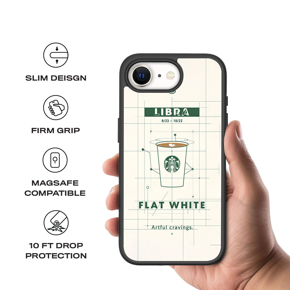 Libra Flat White 3D Skin with Shockguard Armour Magsafe Case for Apple iPhone 16E