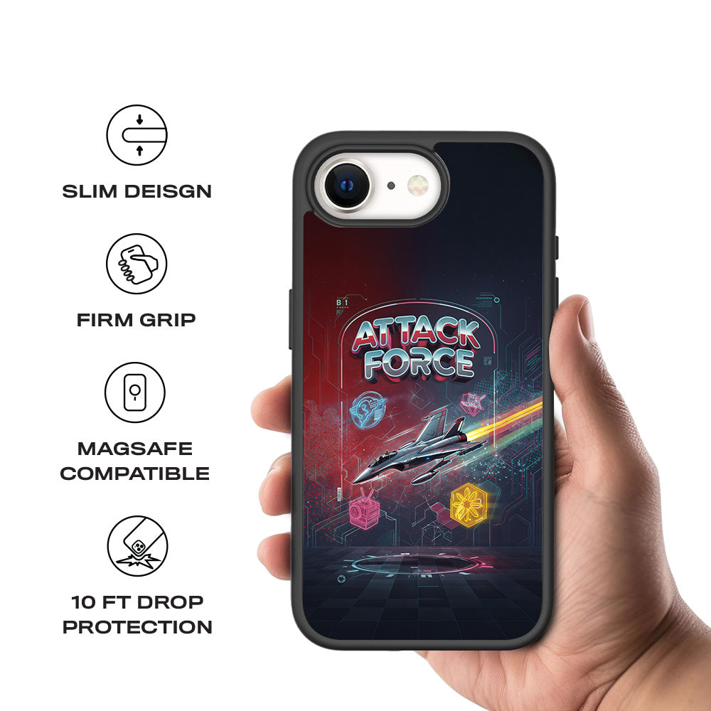 Attack Force 3D Skin with Shockguard Armour Magsafe Case for Apple iPhone 16E