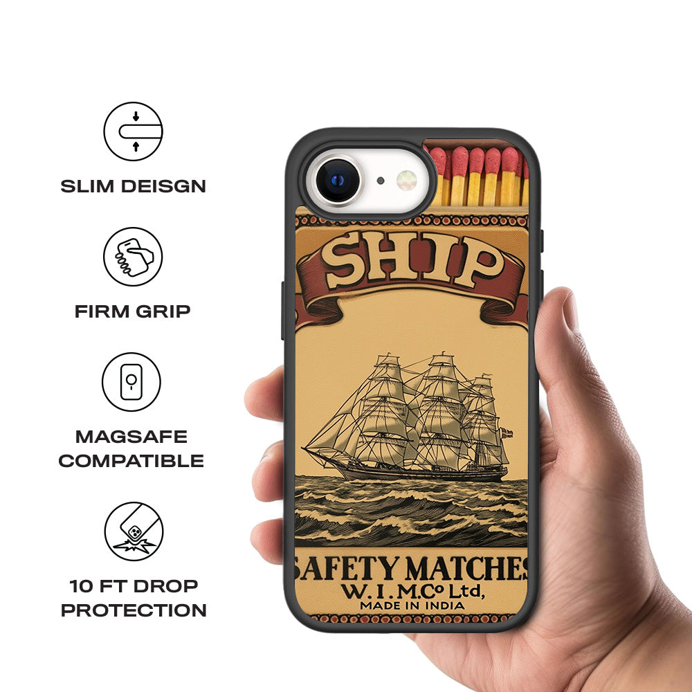 Ship Safety Matches 3D Skin with Shockguard Armour Magsafe Case for Apple iPhone 16E