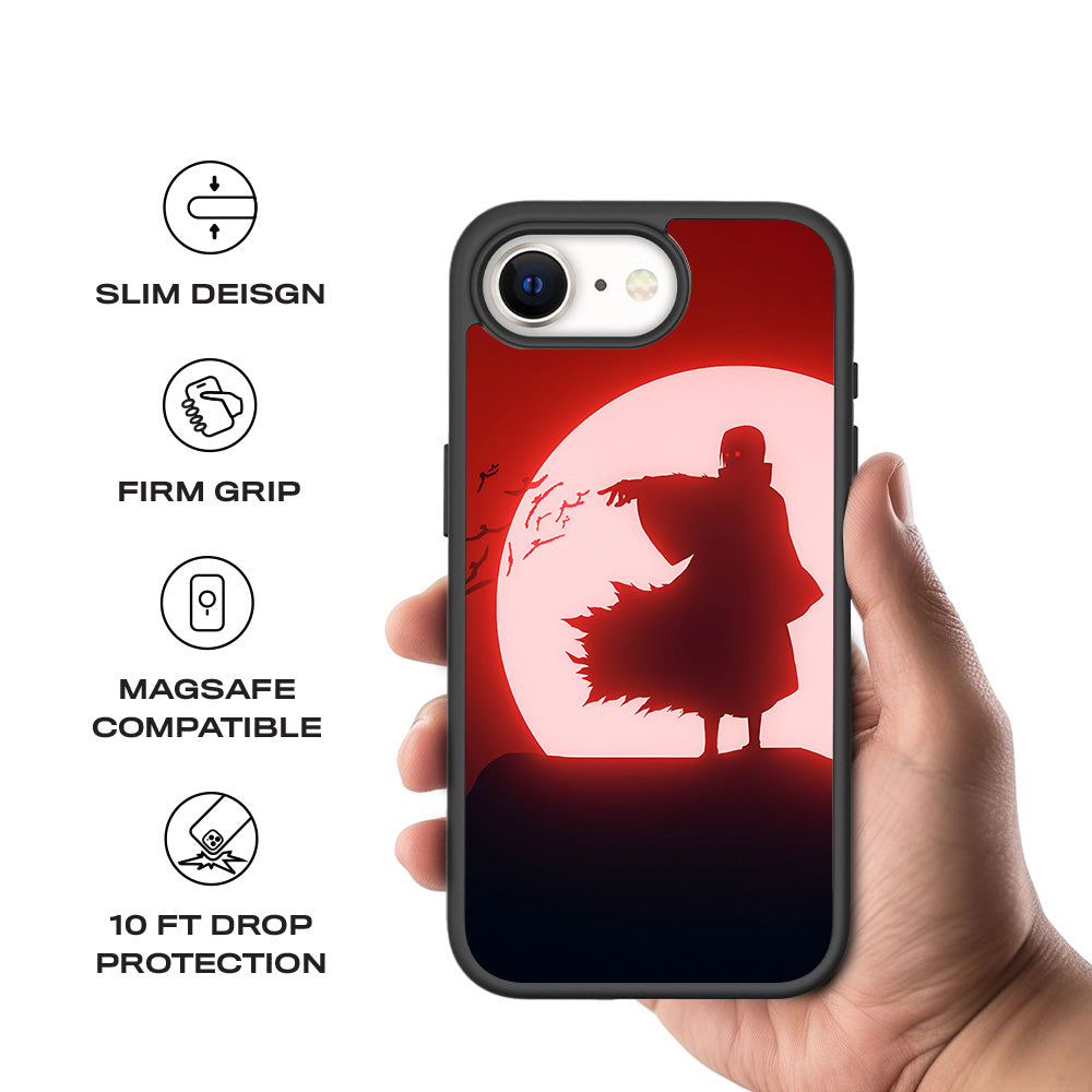 Itachi Uchiha Under Red Moon 3D Skin with Shockguard Armour Magsafe Case for Apple iPhone 16E