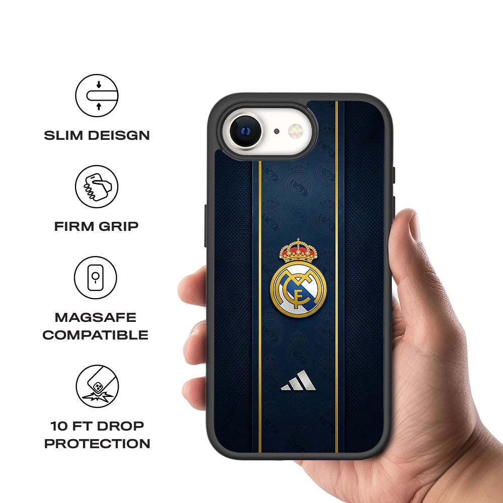 Real Madrid Sports 3D Skin with Shockguard Armour Magsafe Case for Apple iPhone 16E