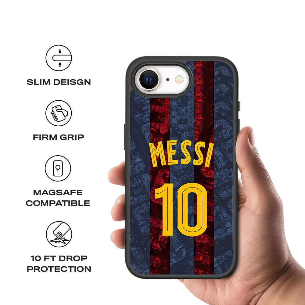 Messi Barcelona Jersey 3D Skin with Shockguard Armour Magsafe Case for Apple iPhone 16E