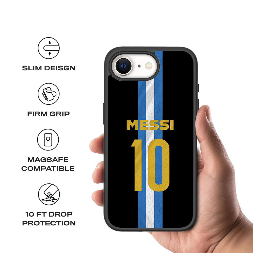 Messi Argentina Jersey 3D Skin with Shockguard Armour Magsafe Case for Apple iPhone 16E