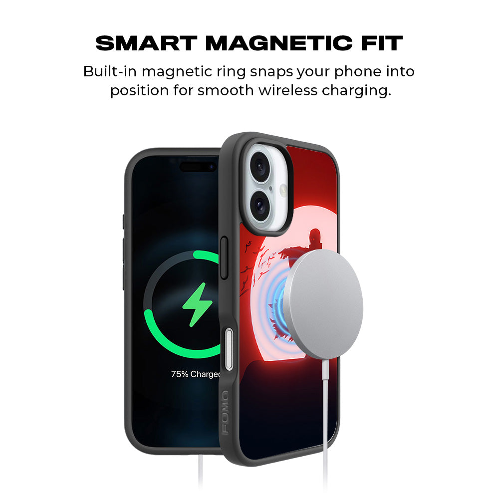 Itachi Uchiha Under Red Moon 3D Skin with Shockguard Armour Magsafe Case for Apple iPhone 16