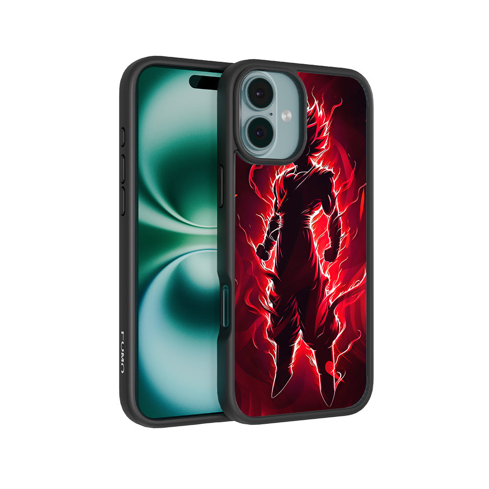 Goku in Fiery Red 3D Skin with Shockguard Armour Magsafe Case for Apple iPhone 16