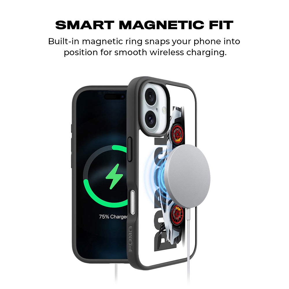 Porsche 911 GT3 3D Skin with Shockguard Armour Magsafe Case for Apple iPhone 16 Plus