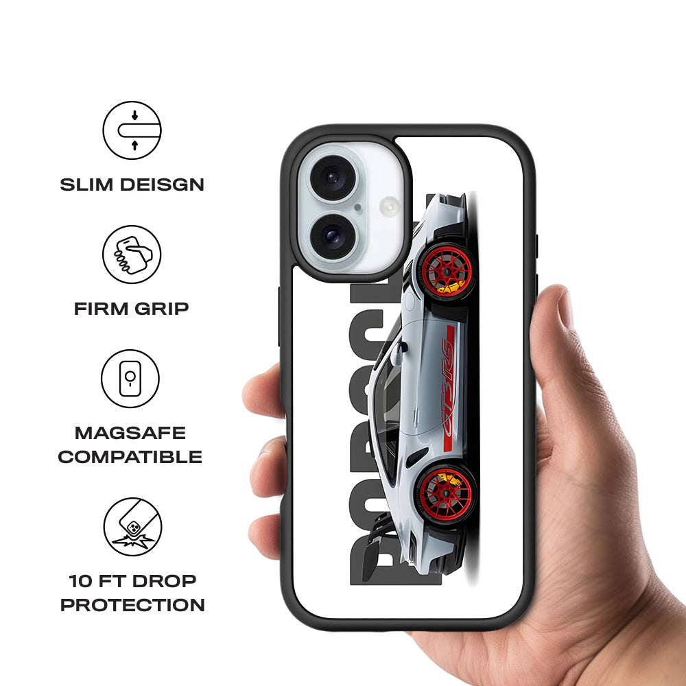 Porsche 911 GT3 3D Skin with Shockguard Armour Magsafe Case for Apple iPhone 16 Plus