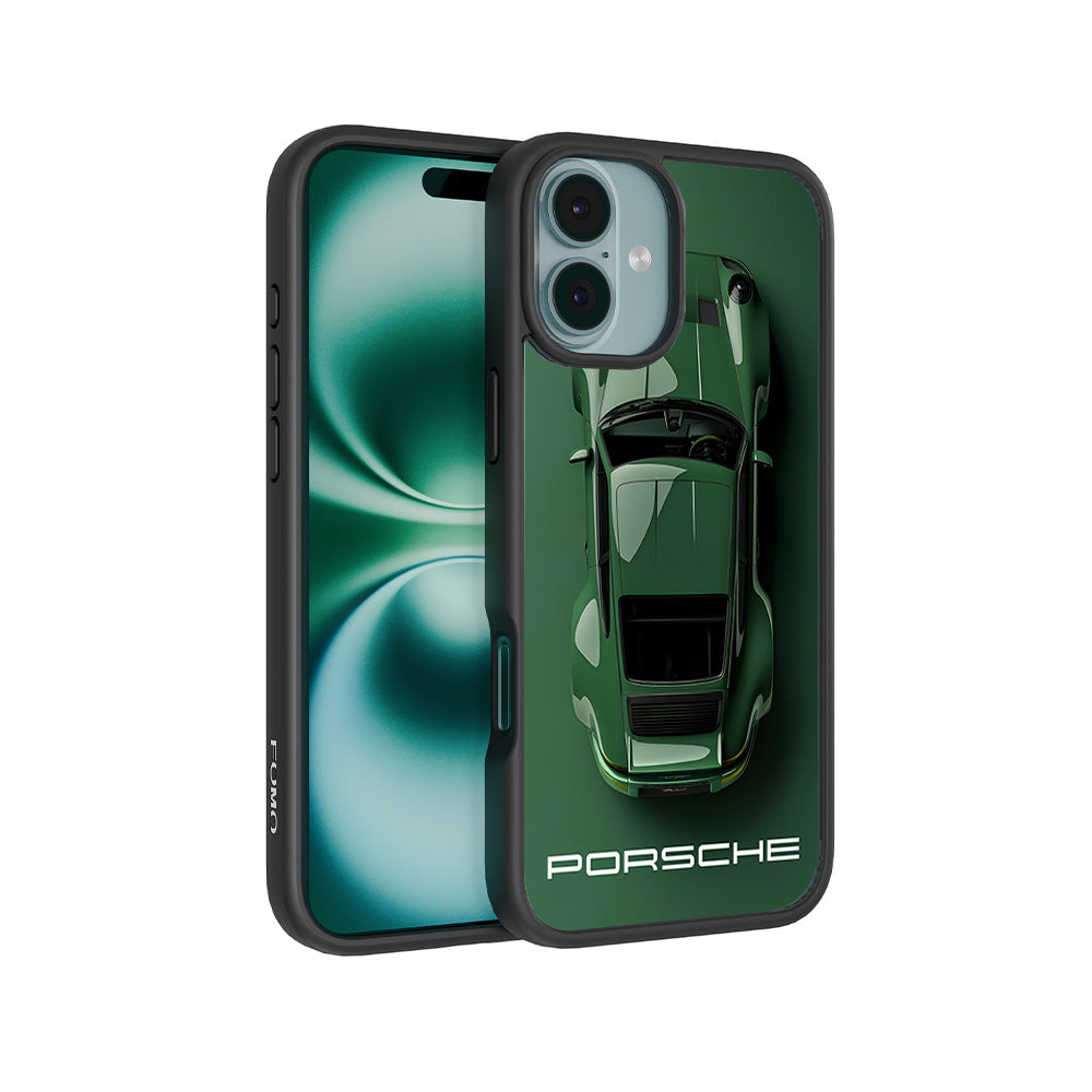 Dark Green Porsche 3D Skin with Shockguard Armour Magsafe Case for Apple iPhone 16