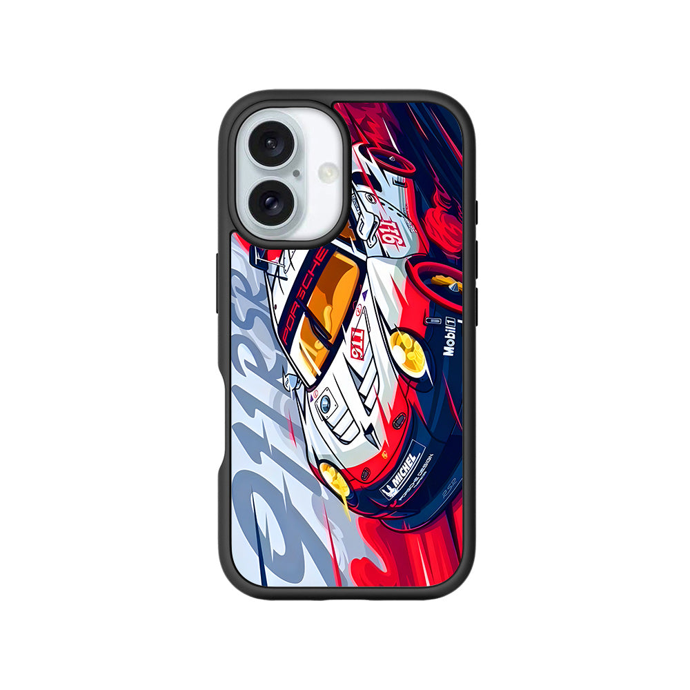 Porsche 911 RSR 3D Skin with Shockguard Armour Magsafe Case for Apple iPhone 16