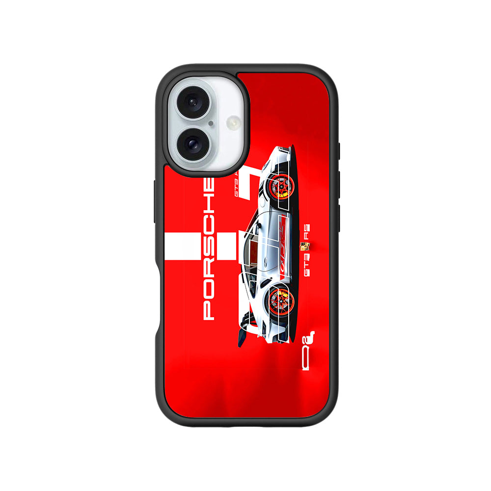 Porsche GT3 Silver Blaze 3D Skin with Shockguard Armour Magsafe Case for Apple iPhone 16