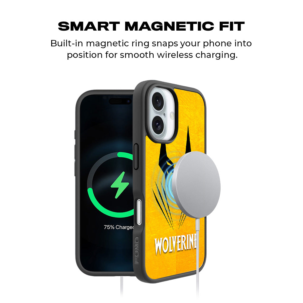 Wolverine with Yellow Background 3D Skin with Shockguard Armour Magsafe Case for Apple iPhone 16
