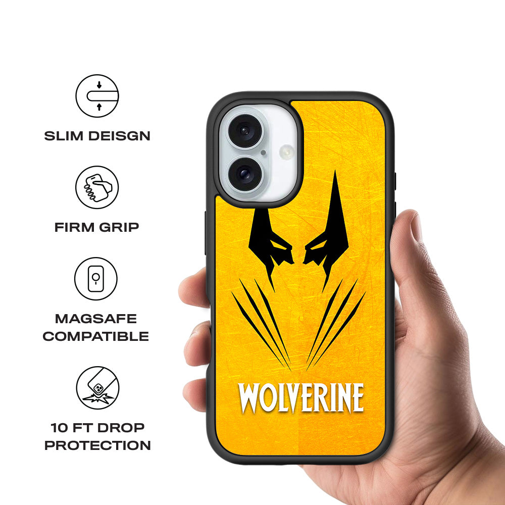 Wolverine with Yellow Background 3D Skin with Shockguard Armour Magsafe Case for Apple iPhone 16