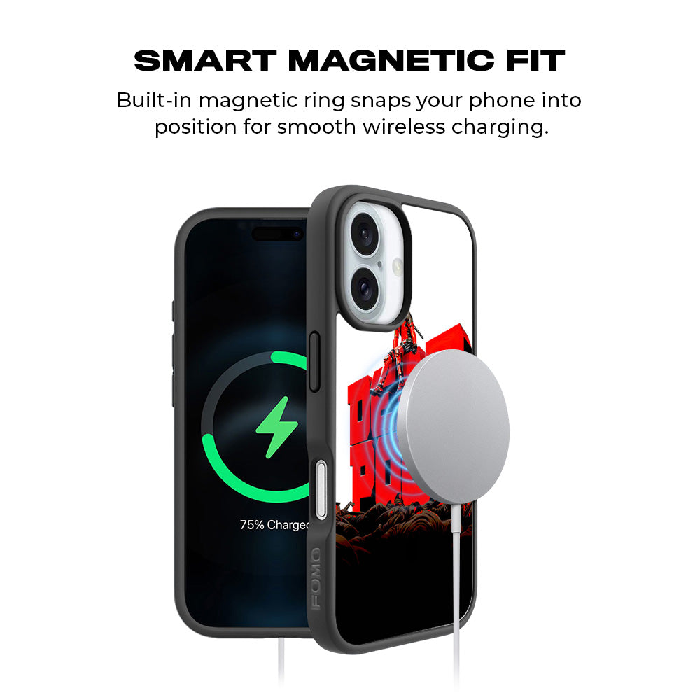 Deadpool on Top of Mayhem Comics 3D Skin with Shockguard Armour Magsafe Case for Apple iPhone 16