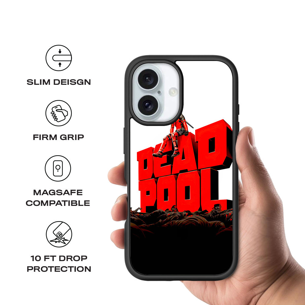 Deadpool on Top of Mayhem Comics 3D Skin with Shockguard Armour Magsafe Case for Apple iPhone 16