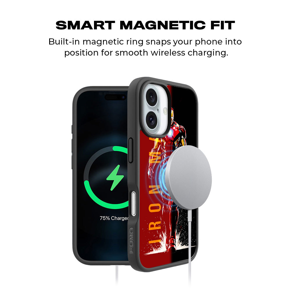 Iron Man Retro Beat Comics 3D Skin with Shockguard Armour Magsafe Case for Apple iPhone 16