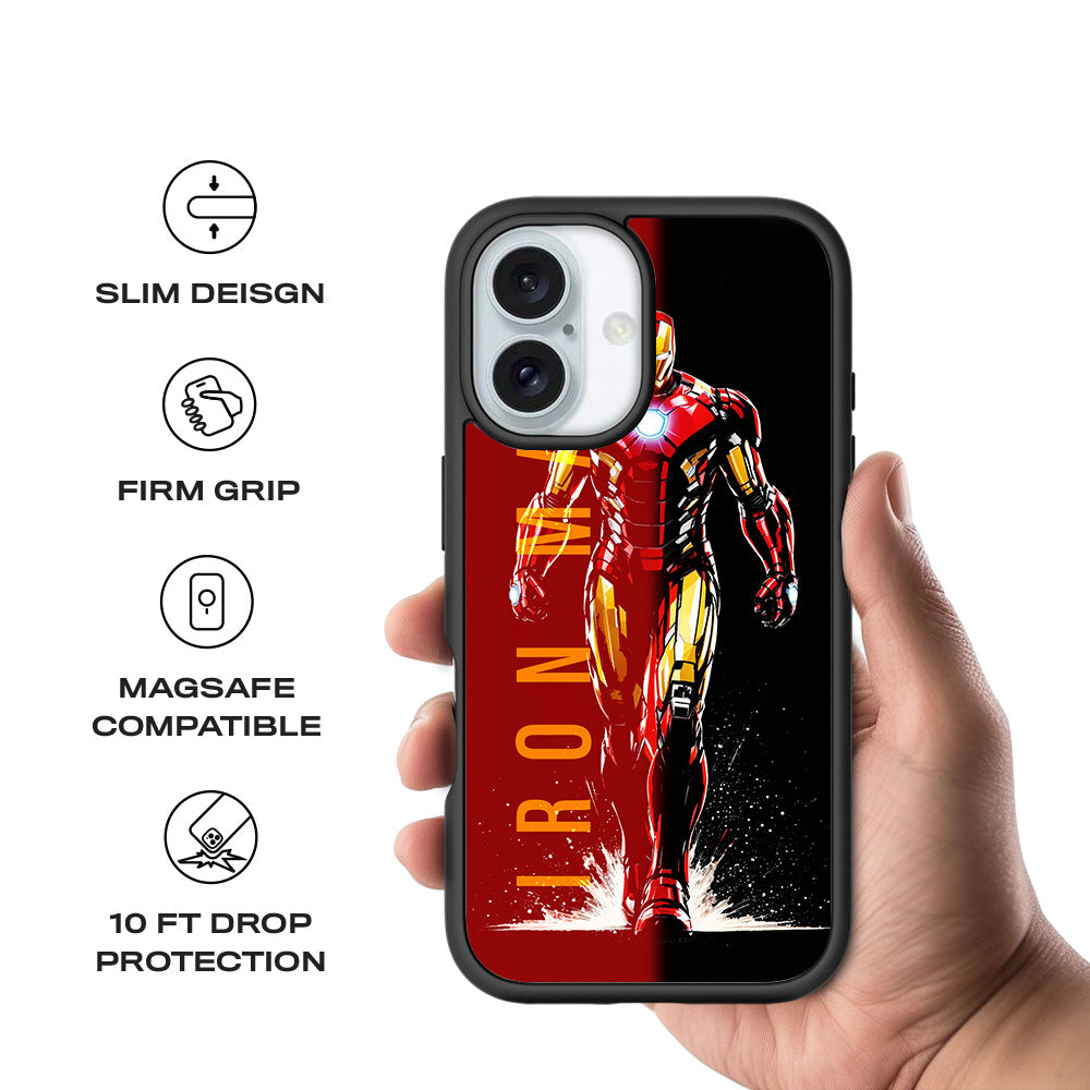 Iron Man Retro Beat Comics 3D Skin with Shockguard Armour Magsafe Case for Apple iPhone 16