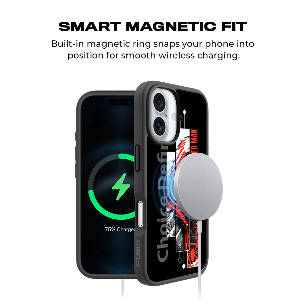 Spider-Man Choice Defines Comics 3D Skin with Shockguard Armour Magsafe Case for Apple iPhone 16