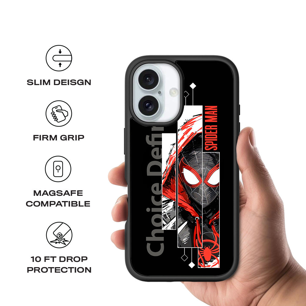 Spider-Man Choice Defines Comics 3D Skin with Shockguard Armour Magsafe Case for Apple iPhone 16