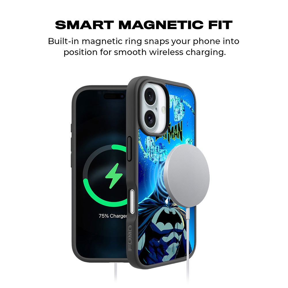 Batman Dark Knight Bright Style Comics 3D Skin with Shockguard Armour Magsafe Case for Apple iPhone 16