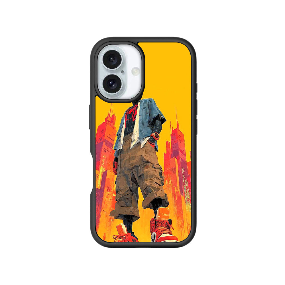 Into the Spider-Verse: Neon Skyline Hero Comics 3D Skin with Shockguard Armour Magsafe Case for Apple iPhone 16