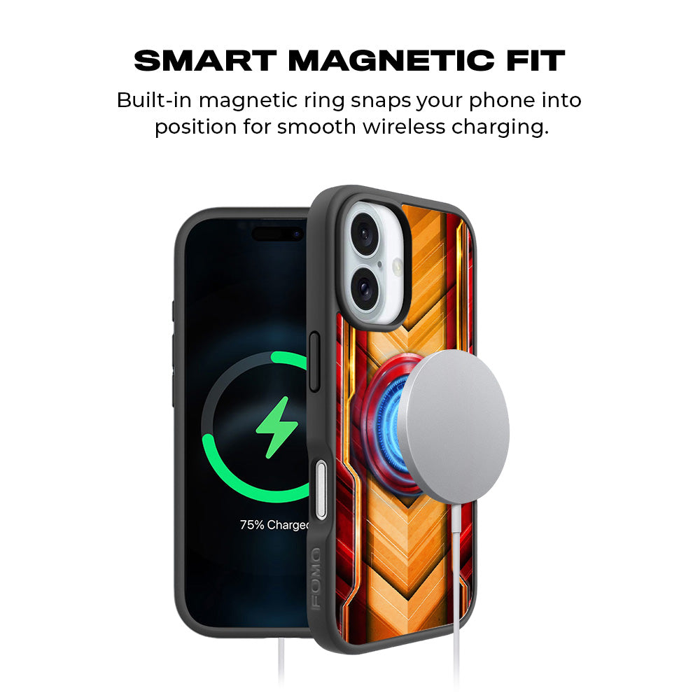 Iron Man Armor 3D Skin with Shockguard Armour Magsafe Case for Apple iPhone 16 Plus