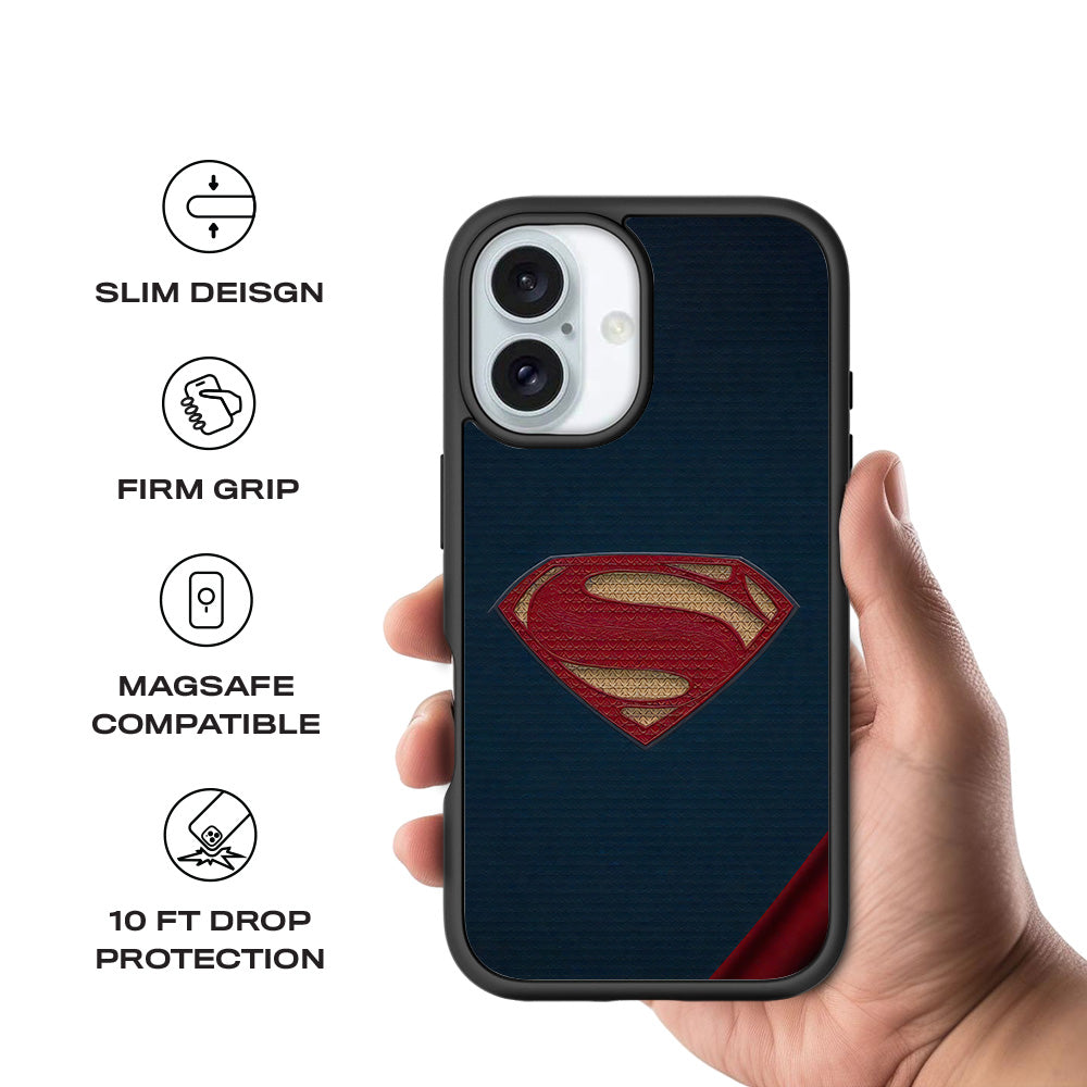 Superman Emblem 3D Skin with Shockguard Armour Magsafe Case for Apple iPhone 16