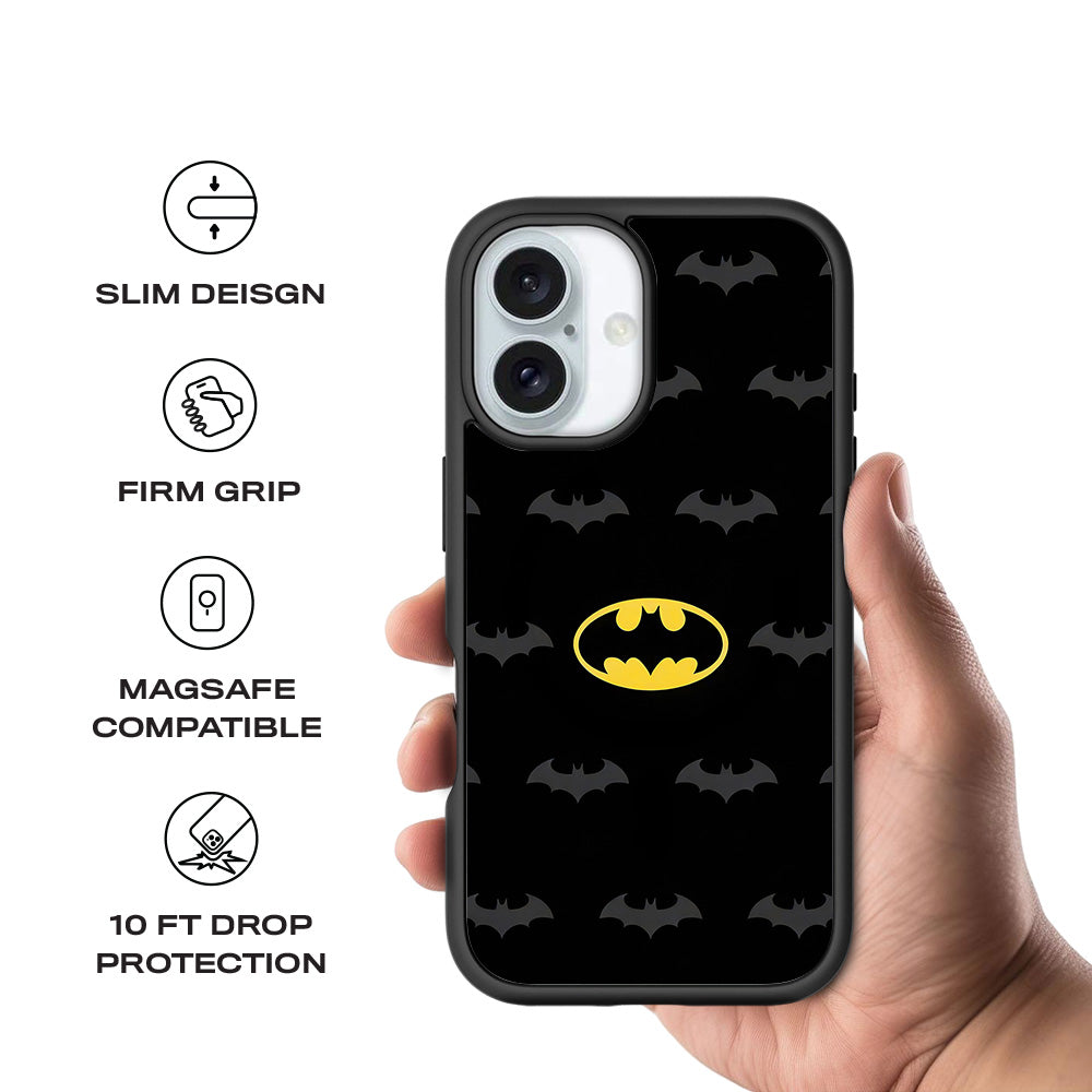 Batman Logo 3D Skin with Shockguard Armour Magsafe Case for Apple iPhone 16 Plus