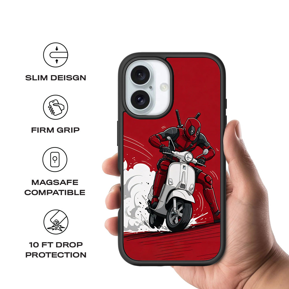 Deadpool Ride 3D Skin with Shockguard Armour Magsafe Case for Apple iPhone 16