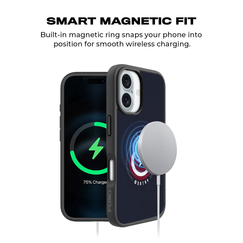 Captain America's Worthy Shield 3D Skin with Shockguard Armour Magsafe Case for Apple iPhone 16