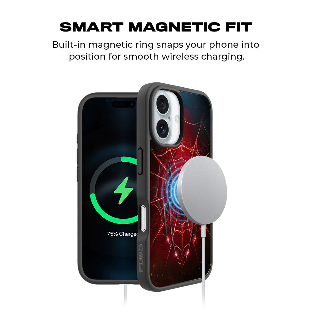 Spider-Man Black Suit 3D Skin with Shockguard Armour Magsafe Case for Apple iPhone 16