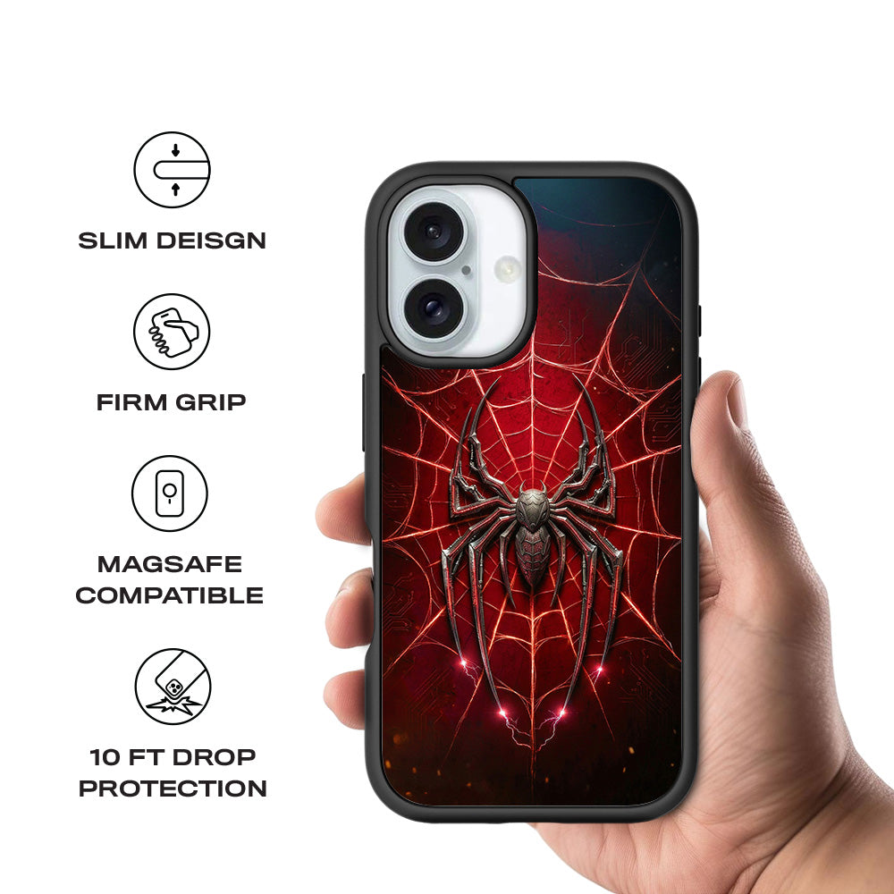 Spider-Man Black Suit 3D Skin with Shockguard Armour Magsafe Case for Apple iPhone 16